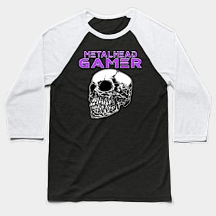 Metalhead Gamer Quarter Skull Purple Baseball T-Shirt